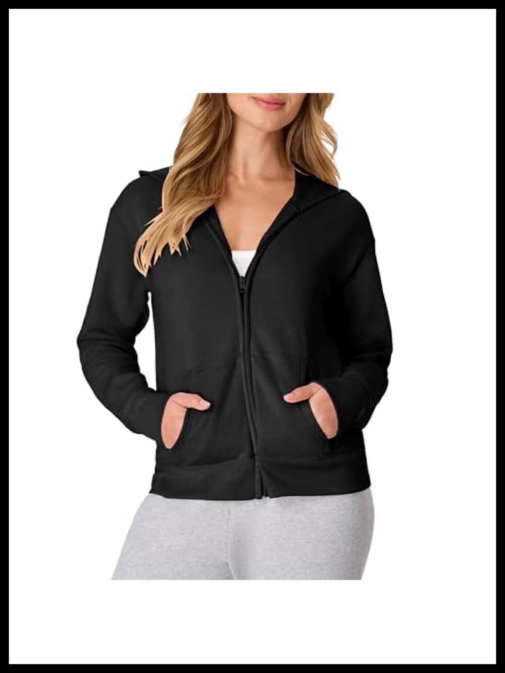 Full-Zip Fleece Hoodie Midweight Sweatshirt Drawstring Hood Pockets
